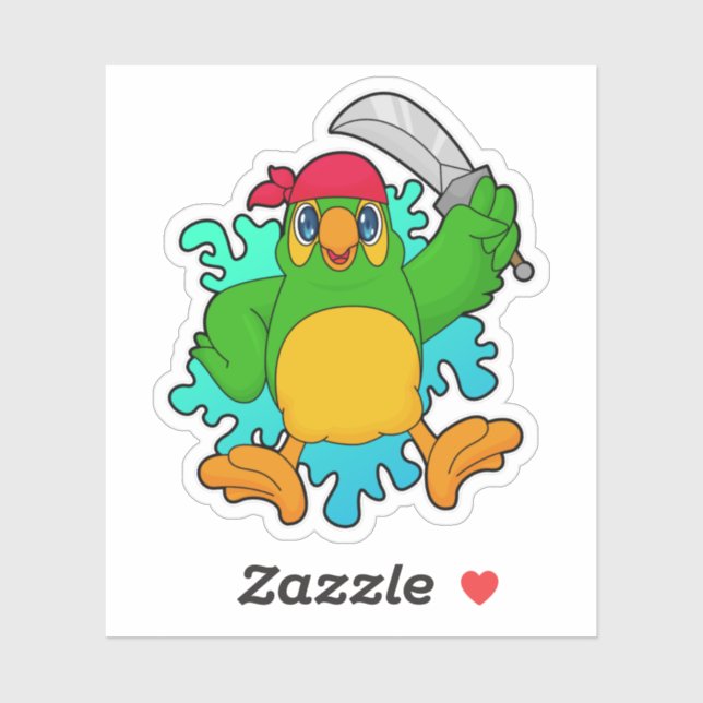 Parrot as Pirate with Sword Sticker (Sheet)