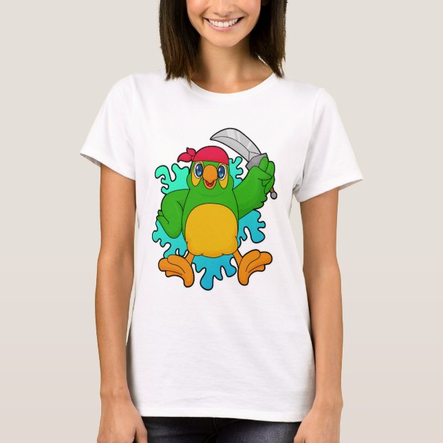 Parrot as Pirate with Sword T-Shirt (Front)