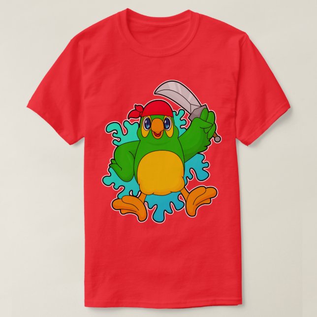 Parrot as Pirate with Sword T-Shirt (Design Front)