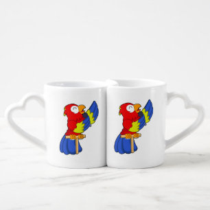 Parrot as Singer with Microphone Coffee Mug Set