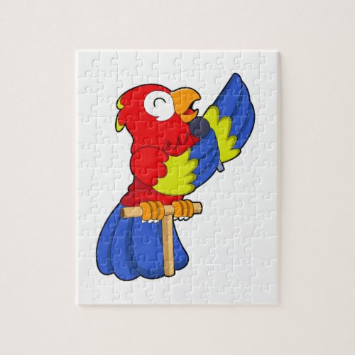 Parrot as Singer with Microphone Jigsaw Puzzle
