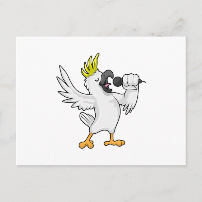 Parrot as Singer with Microphone Postcard (Front)