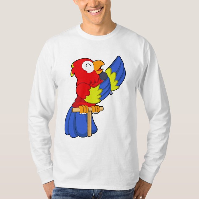 Parrot as Singer with Microphone T-Shirt (Front)