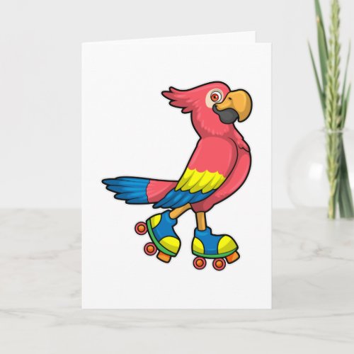 Parrot as Skater with Roller skates Card