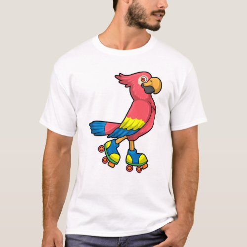 Parrot as Skater with Roller skates T_Shirt