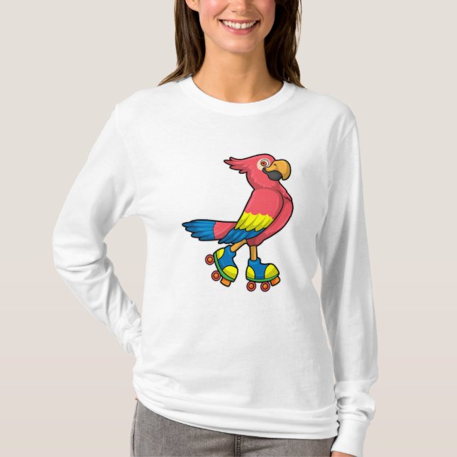 Parrot as Skater with Roller skates T-Shirt (Front)