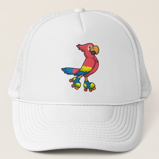 Parrot as Skater with Roller skates Trucker Hat (Front)