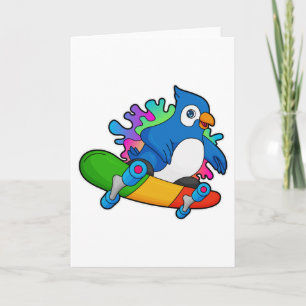 Parrot as Skater with Skateboard Card