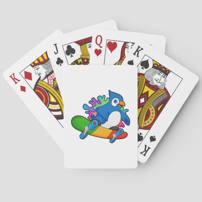 Parrot as Skater with Skateboard Poker Cards (Back)