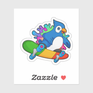 Parrot as Skater with Skateboard Sticker