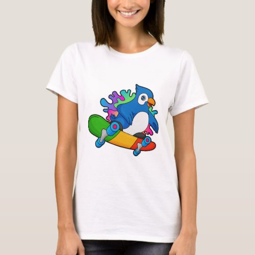 Parrot as Skater with Skateboard T_Shirt