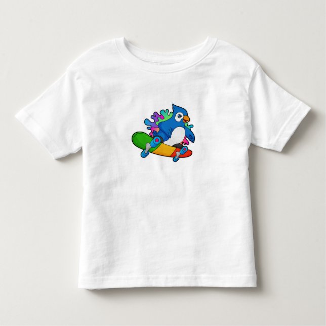 Parrot as Skater with Skateboard Toddler T-shirt (Front)