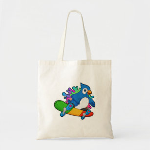 Parrot as Skater with Skateboard Tote Bag