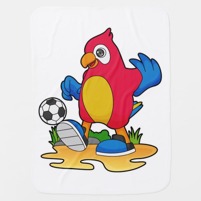 Parrot as Soccer player with Soccer Baby Blanket (Front)