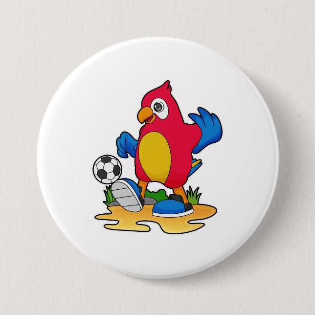Parrot as Soccer player with Soccer Button (Front)