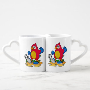 Parrot as Soccer player with Soccer Coffee Mug Set