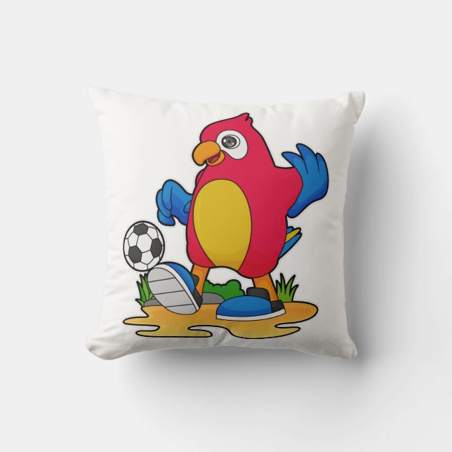 Parrot as Soccer player with Soccer Throw Pillow (Front)