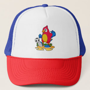 Parrot as Soccer player with Soccer Trucker Hat