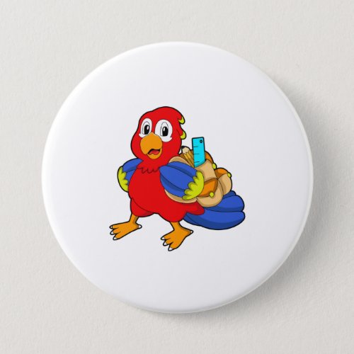 Parrot as Student with Backpack Button
