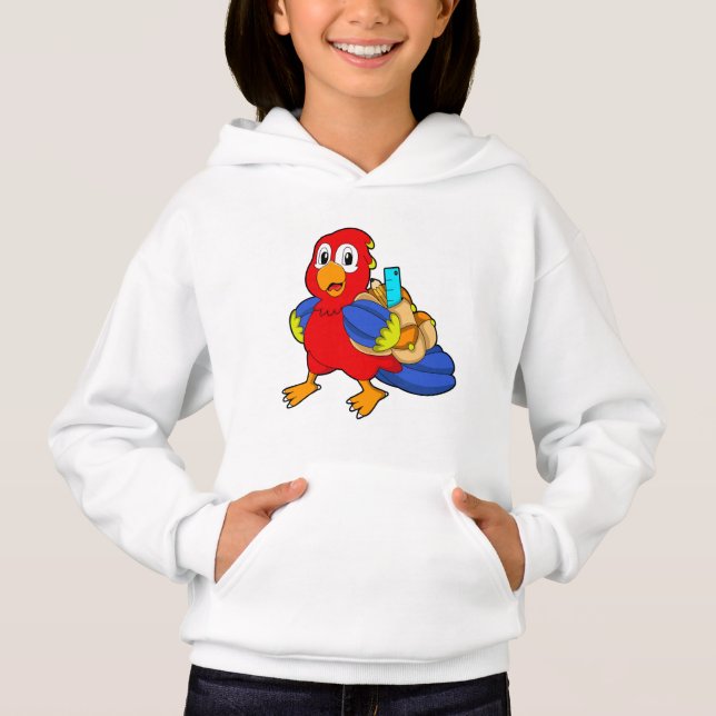 Parrot as Student with Backpack Hoodie (Front)