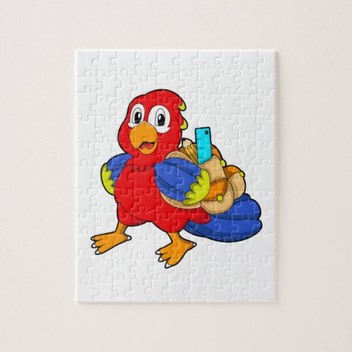 Parrot as Student with Backpack Jigsaw Puzzle
