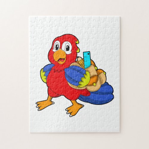 Parrot as Student with Backpack Jigsaw Puzzle