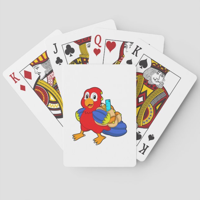 Parrot as Student with Backpack Poker Cards (Back)