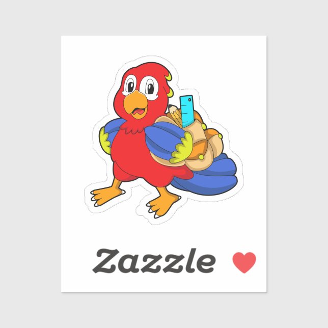 Parrot as Student with Backpack Sticker (Sheet)