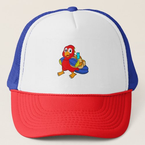 Parrot as Student with Backpack Trucker Hat