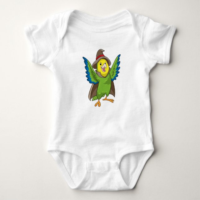 Parrot as Wizard with Hat Baby Bodysuit (Front)