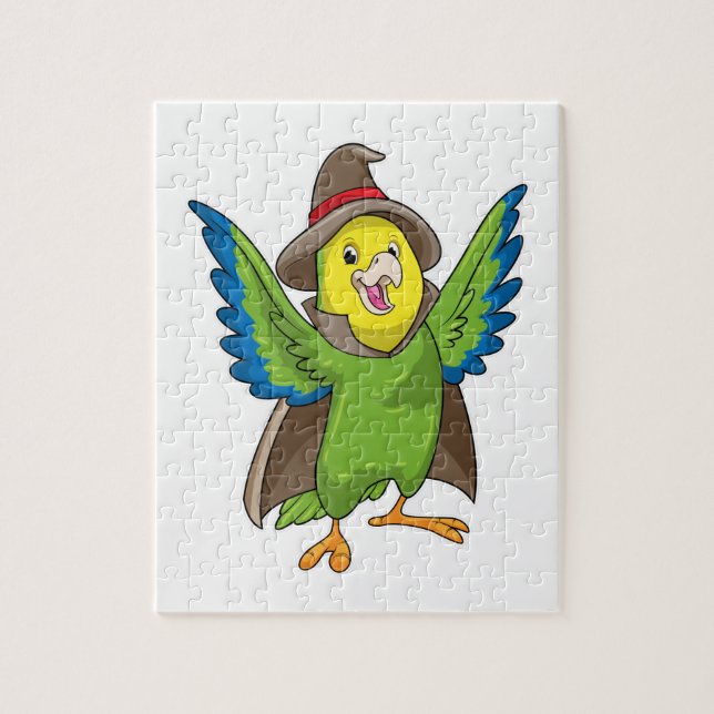 Parrot as Wizard with Hat Jigsaw Puzzle (Vertical)