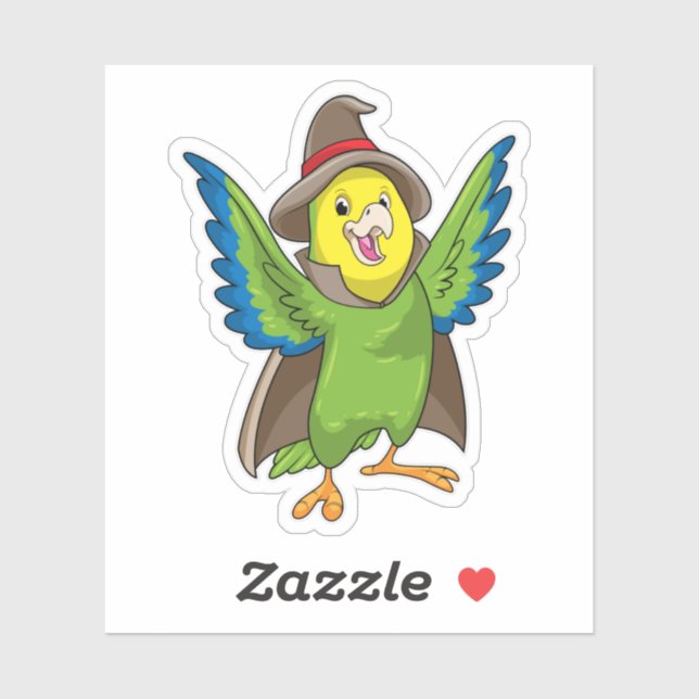 Parrot as Wizard with Hat Sticker (Sheet)