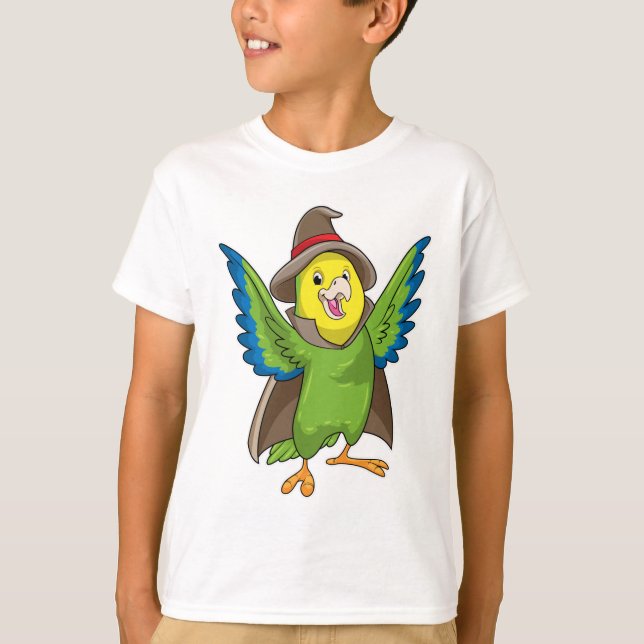 Parrot as Wizard with Hat T-Shirt (Front)