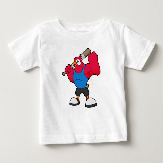 Parrot at Baseball with Baseball bat Baby T-Shirt (Front)