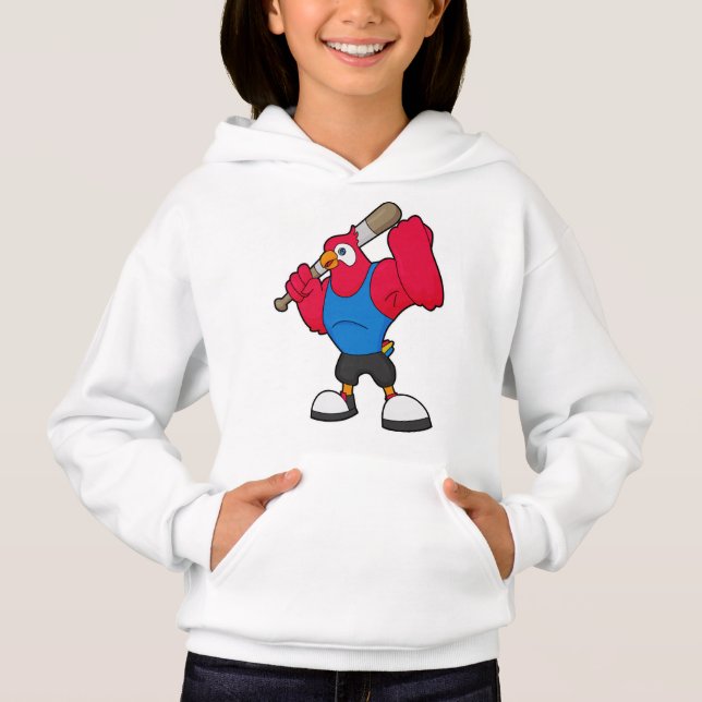 Parrot at Baseball with Baseball bat Hoodie (Front)