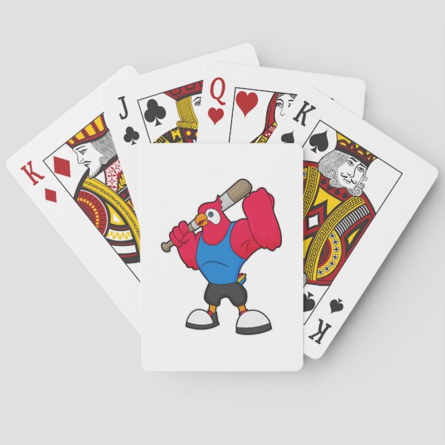 Parrot at Baseball with Baseball bat Poker Cards (Back)