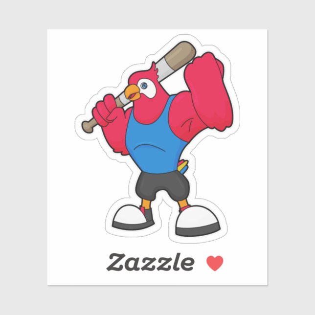 Parrot at Baseball with Baseball bat Sticker (Sheet)