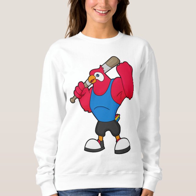Parrot at Baseball with Baseball bat Sweatshirt (Front)