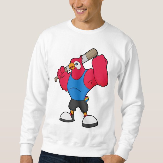 Parrot at Baseball with Baseball bat Sweatshirt (Front)