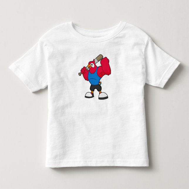 Parrot at Baseball with Baseball bat Toddler T-shirt (Front)