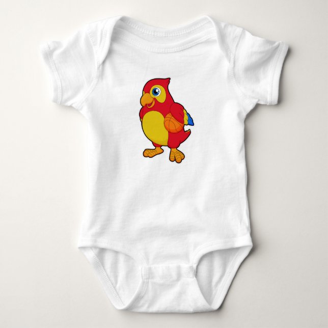 Parrot at Basketball Sports Baby Bodysuit (Front)