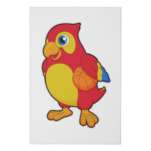 Parrot at Basketball Sports Faux Canvas Print