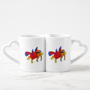 Parrot at Flying as Pilot Coffee Mug Set