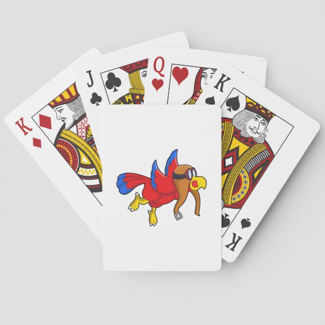 Parrot at Flying as Pilot Poker Cards (Back)
