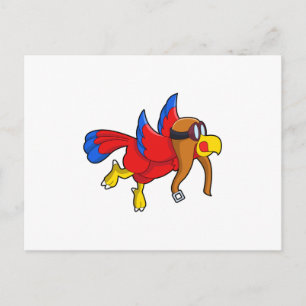Parrot at Flying as Pilot Postcard