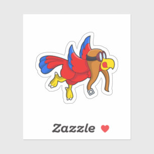 Parrot at Flying as Pilot Sticker
