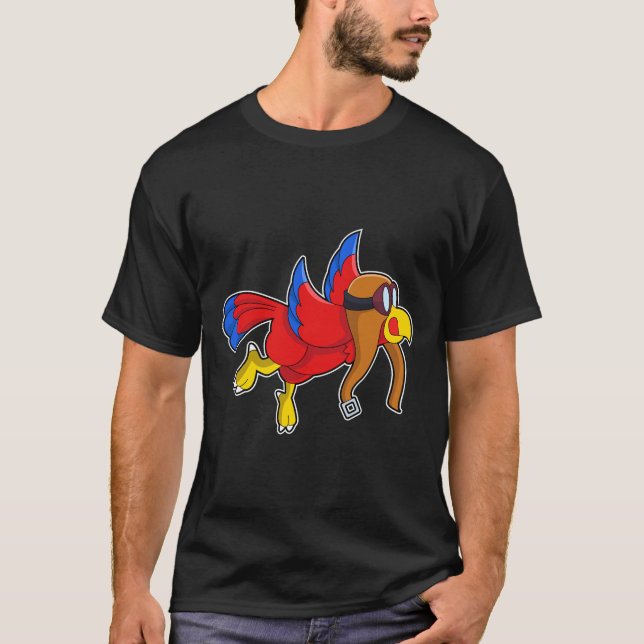 Parrot at Flying as Pilot T-Shirt (Front)