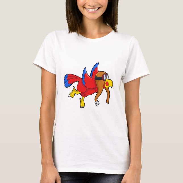 Parrot at Flying as Pilot T-Shirt (Front)