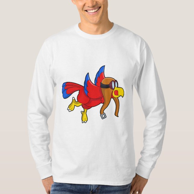 Parrot at Flying as Pilot T-Shirt (Front)