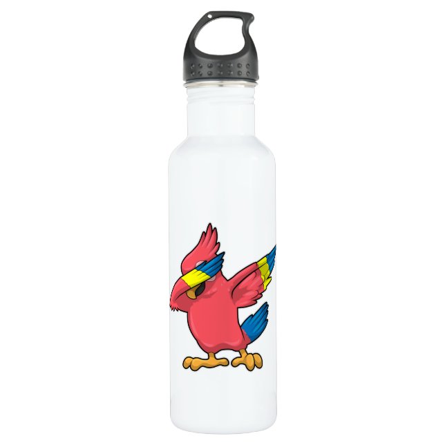 Parrot at Hip Hop Dance Dab Stainless Steel Water Bottle (Front)